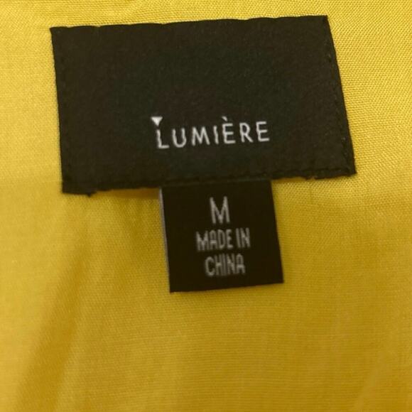 Lumiere Cotton Gold V Neck Puff Sleeve Ruffle Relaxed Fit Shorts Romper New Med - Picture 9 of 13